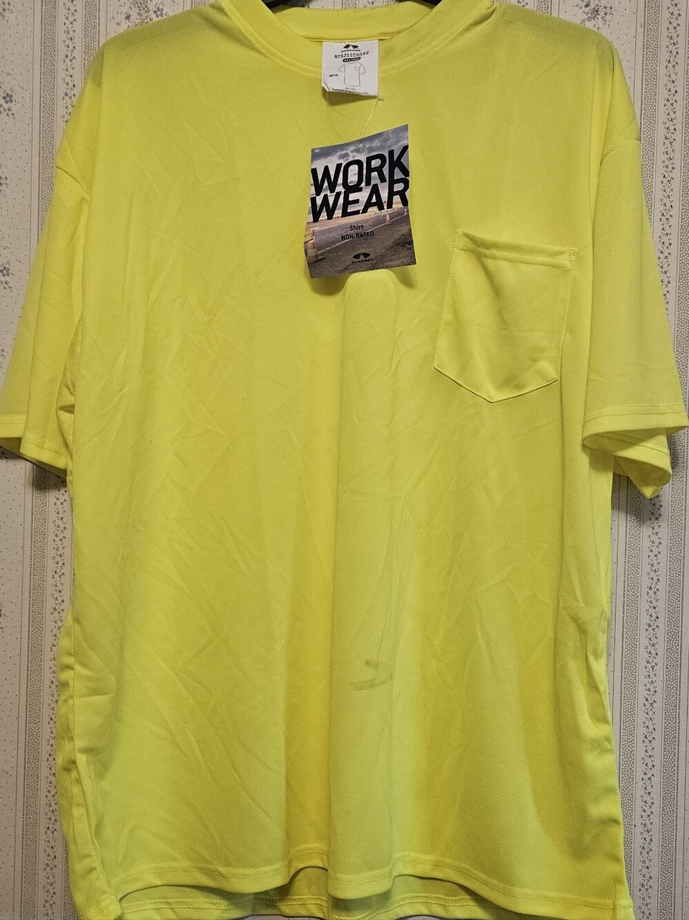Men's Yellow Work Wear T-Shirt with Pocket